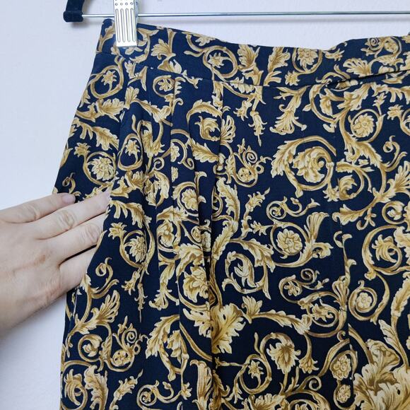 Vtg Josephine Chaus Pleated High Rise Gold Leaf Trousers 6 Regency Old Money - Picture 4 of 12